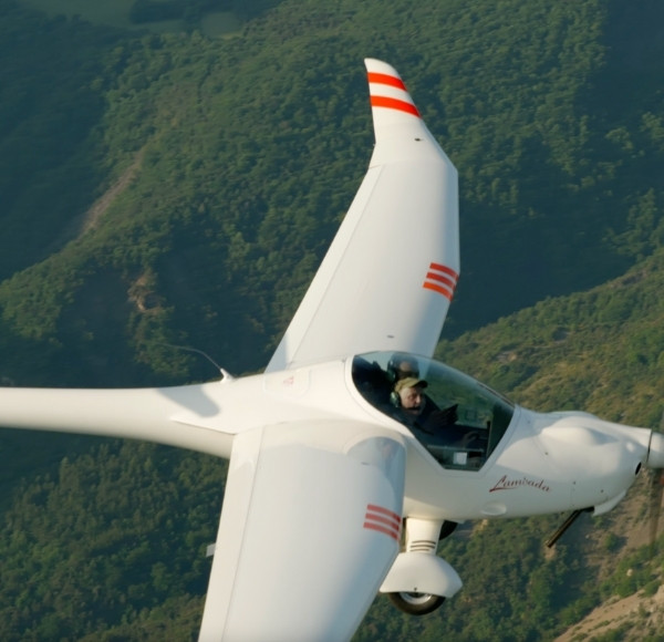 pilot and student in glider in flight