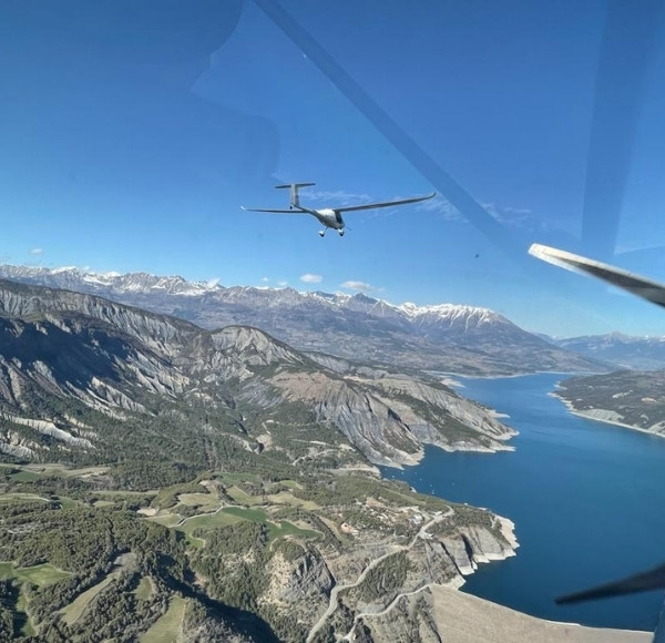 mountain and lake glider