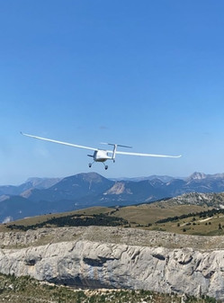 glider flight on mountain top